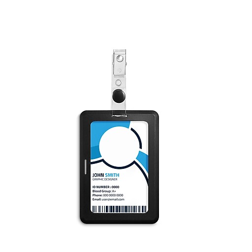 Staples Clip On ID Badge Holder, 4" x 2.87", Rubber, Black (51917) Staples
