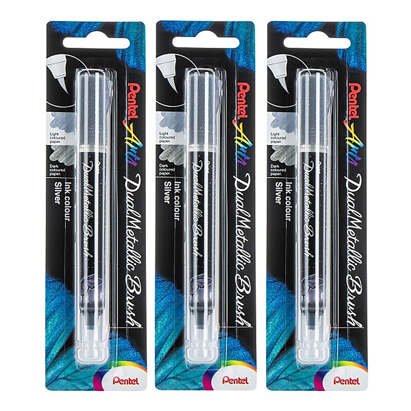 Pentel DualMetallic, Gray/Silver Ink, 3/Bundle (PTAXGFHBPDZX-3) image 1