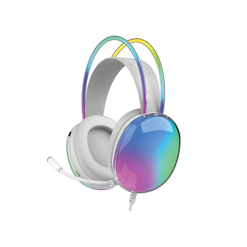 Supersonic IQ-490 Wired Active Noise Canceling On-Ear Headphones, White (IQ-490RGB) image 1