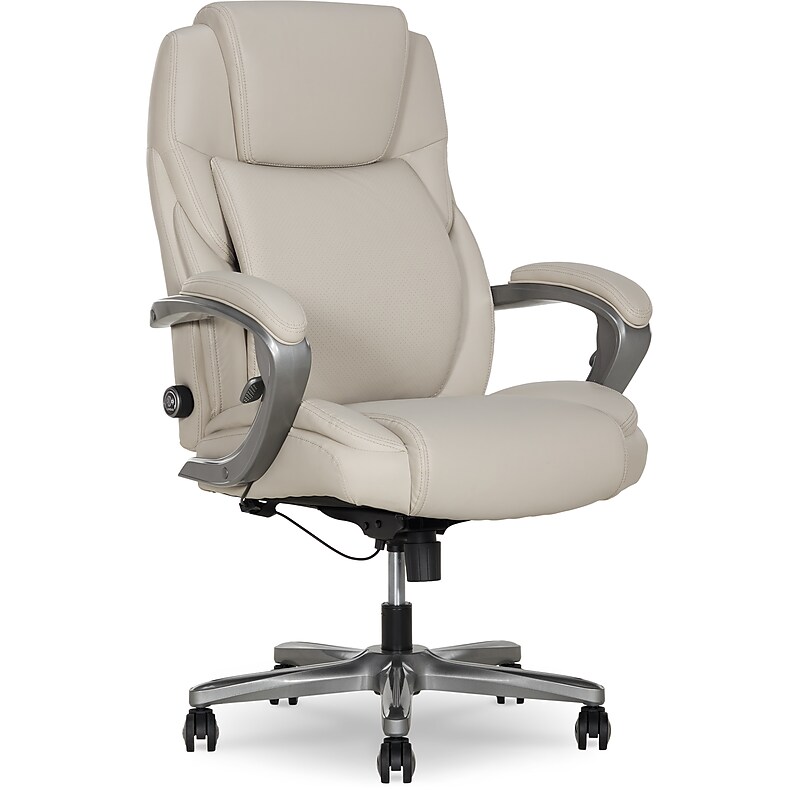 La-Z-Boy Niall AIR Lumbar Pro+ Ergonomic Vegan Leather Executive Big & Tall Chair, 400 lb. Capacity, Beige (60114-BGE) image 1