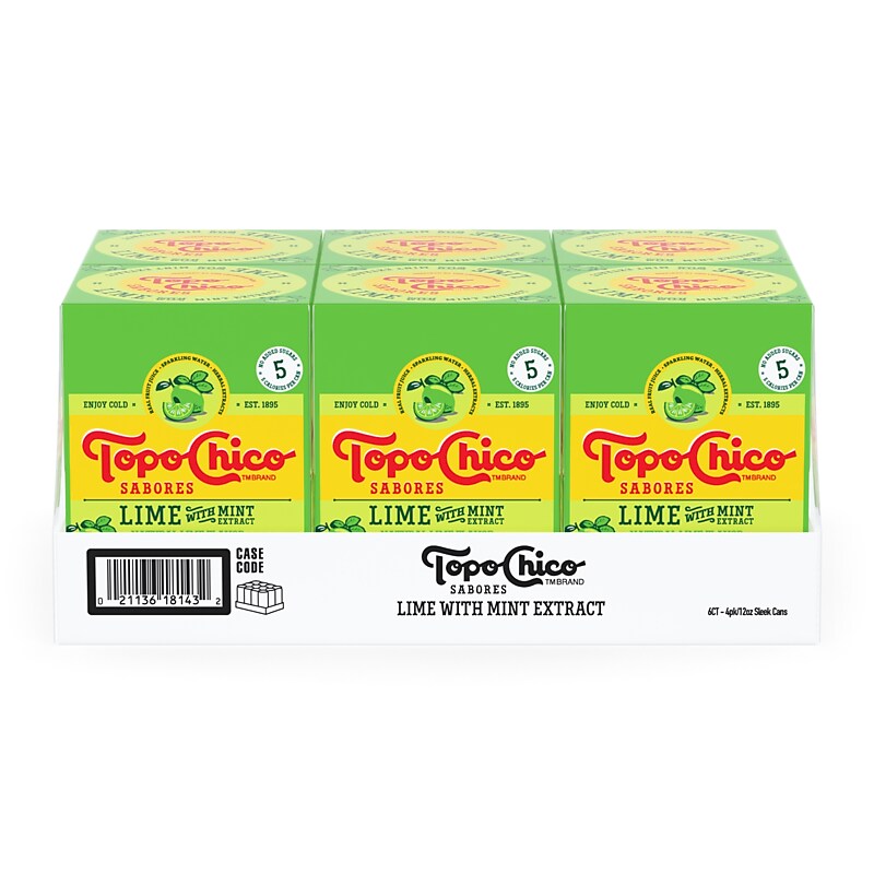 Topo Chico Sabores Lime with Mint Flavored Sparkling Water, 12 oz., 24/Pack (412569) image 1