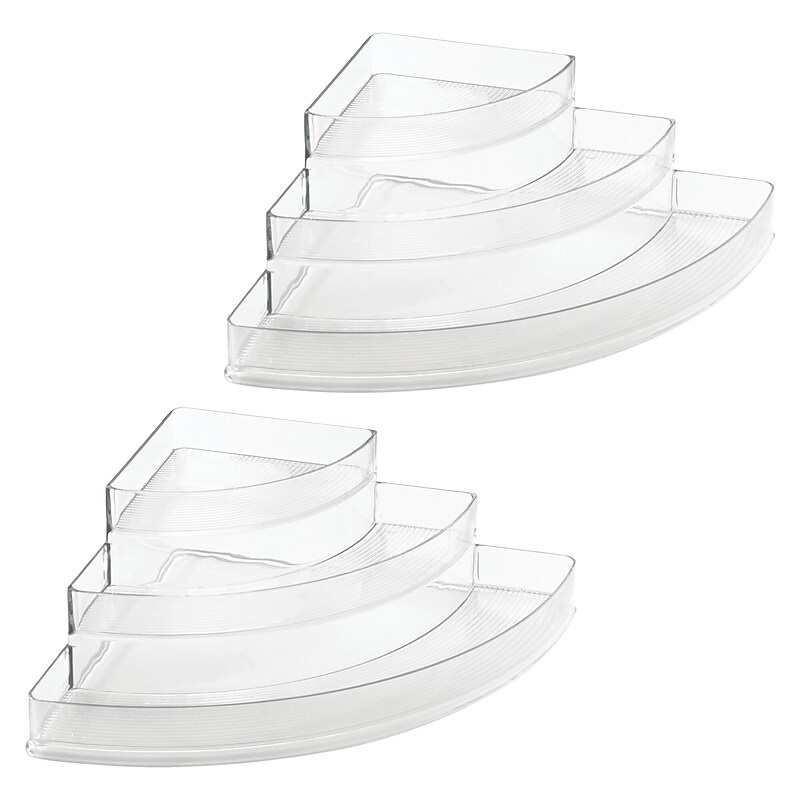 iDESIGN 3-Compartment Plastic Desk Organizer, Clear, 2 Piece (27893M2) image 1