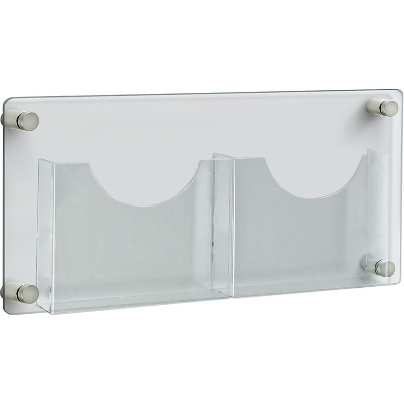 Azar Brochure Holder, 23" x 11", Horizontal, Wall Mounted, Silver, Acrylic (105586) image 1