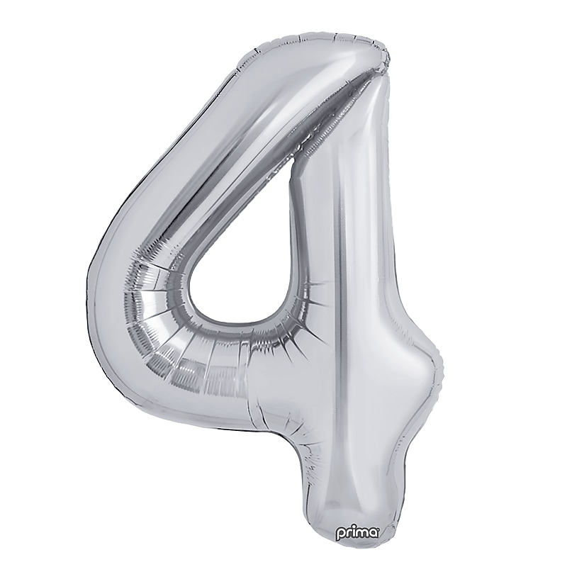 Party City 16" "4" Foil Balloon, Silver, 2/Pack (AM60050253-18) image 1