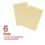 Staples Sticky Notes, 4" x 6", Sunshine Collection, Lined, 100 Sheets/Pad, 6 Pads/Pack (ST62872)~#|#~84F791AB-EA45-4427-B0FB43A9CA86720E_sc7