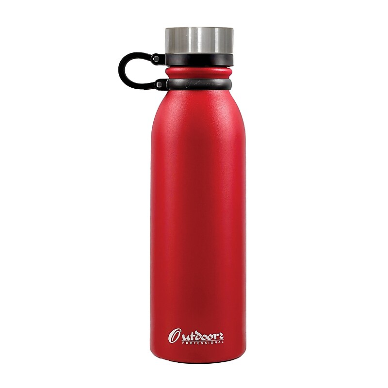 Outdoors Professional Stainless Steel Double-Walled Vacuum-Insulated Travel Bottle, 20 oz., Red (OUTD0247) image 1