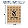 Avery Laser/Inkjet Circle Multipurpose Labels, 1-2/3" Dia., Kraft Brown, 500 Labels/Pack ( 94508)~#|#~84F9E612-CC1D-445E-A3BA9D5F4E8952C7_sc7