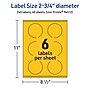 Avery Round Laser/Inkjet Multipurpose Labels, 2.75" Dia, Bright Yellow (240/Box)~#|#~84FD1C8E-3C7B-4F93-9DBF2E6F9815D3E7_sc7