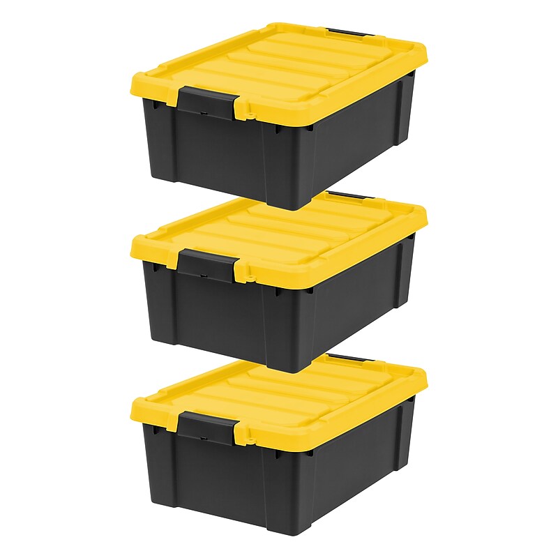 Iris Stor-It-All 47 Quart Storage Container, Plastic, Black, 3/Pack (540015) image 1