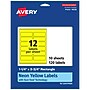 Avery Laser/Inkjet Rectangle Multipurpose Labels, 1.25" x 3.75", Neon Yellow, 120/Pack (94228)~#|#~851200ED-5849-48A1-BBC9D3DEAB311F30_sc7