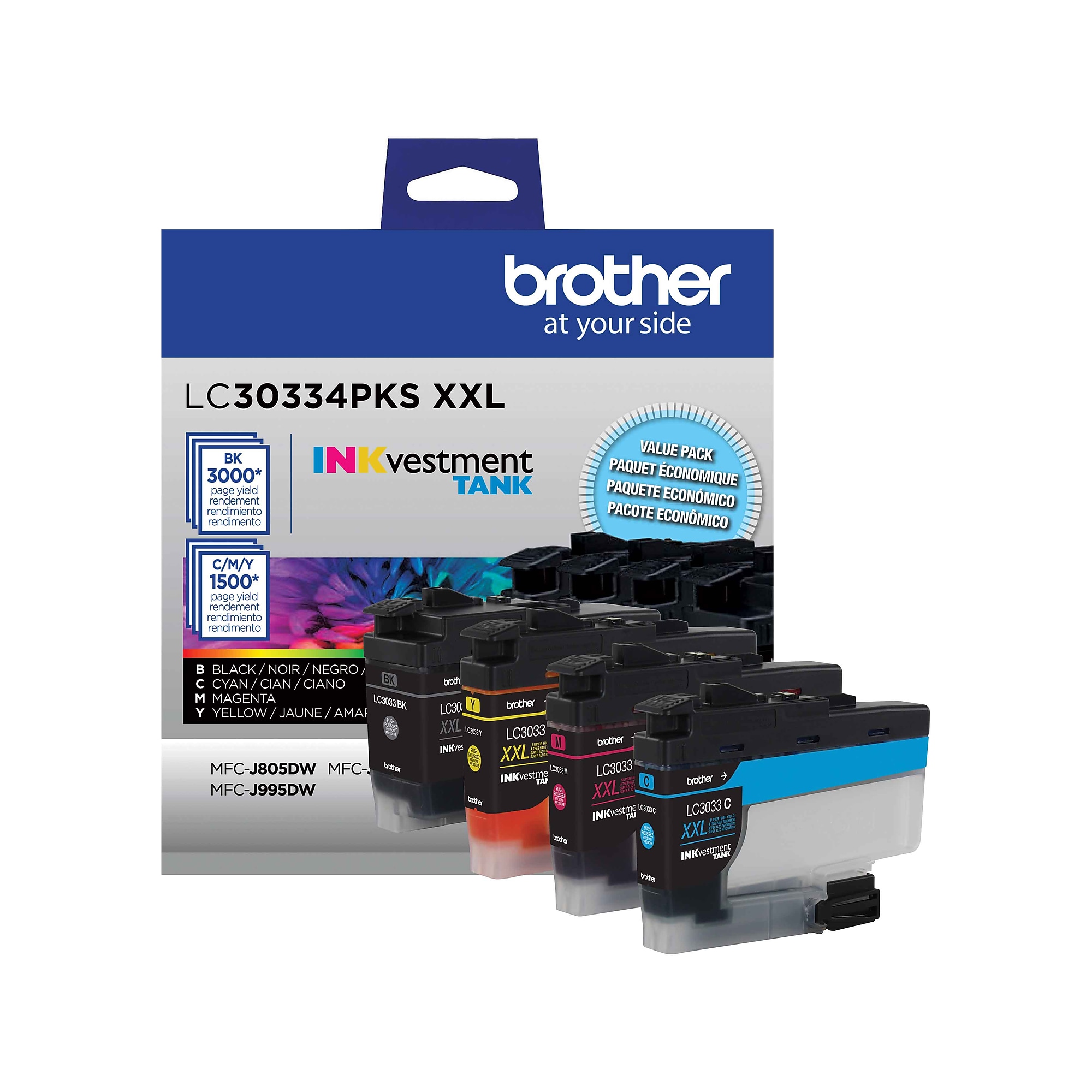 Brother LC30334PKS XXL Black/Cyan/Magenta/Yellow Super High Yield Ink Cartridges, 4/Pack Sansujyuku sansujyuku.com