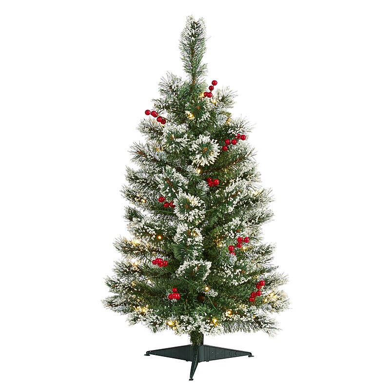 Nearly Natural Frosted Swiss Pine Artificial Christmas Tree, 3' (T1625) image 1