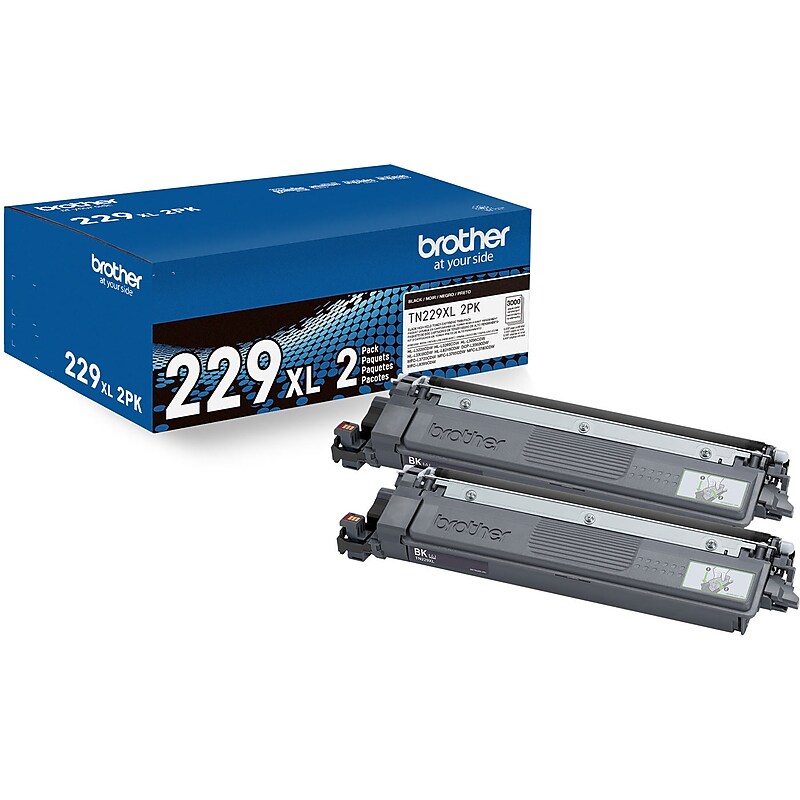 Brother TN229XL Black High Yield Toner Cartridge, 2/Pack (TN229XL2PK) image 1