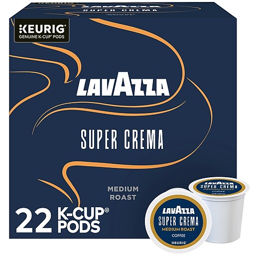 Lavazza Super Crema Coffee Keurig K-Cup Pods, Medium Roast, 22/Box