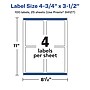 Avery Laser/Inkjet Multipurpose Labels, White, 4 Labels/Sheet, 25 Sheets/Pack (94127-WMF25)~#|#~8526276D-B760-4643-895E06308F1CC1A6_sc7