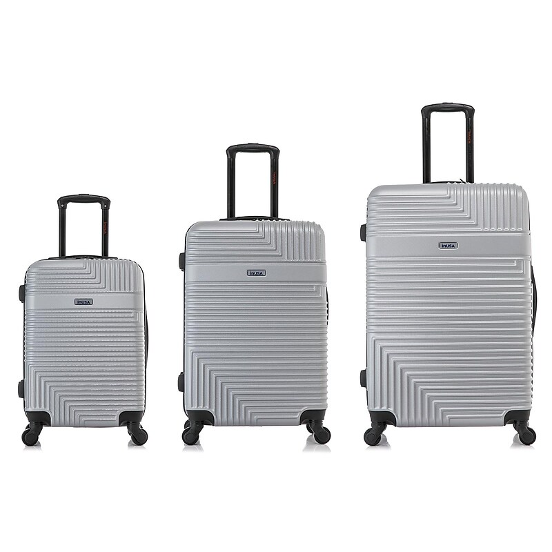 InUSA Resilience 3-Piece Hardside Spinner Luggage Set, Silver (IURESSML-SIL) image 1