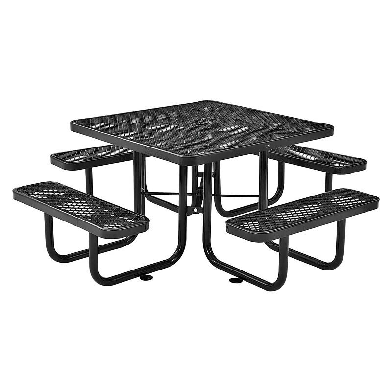 Global Industrial 46" Square Outdoor Steel Picnic Table, Expanded Metal, Black (277151BK) image 1
