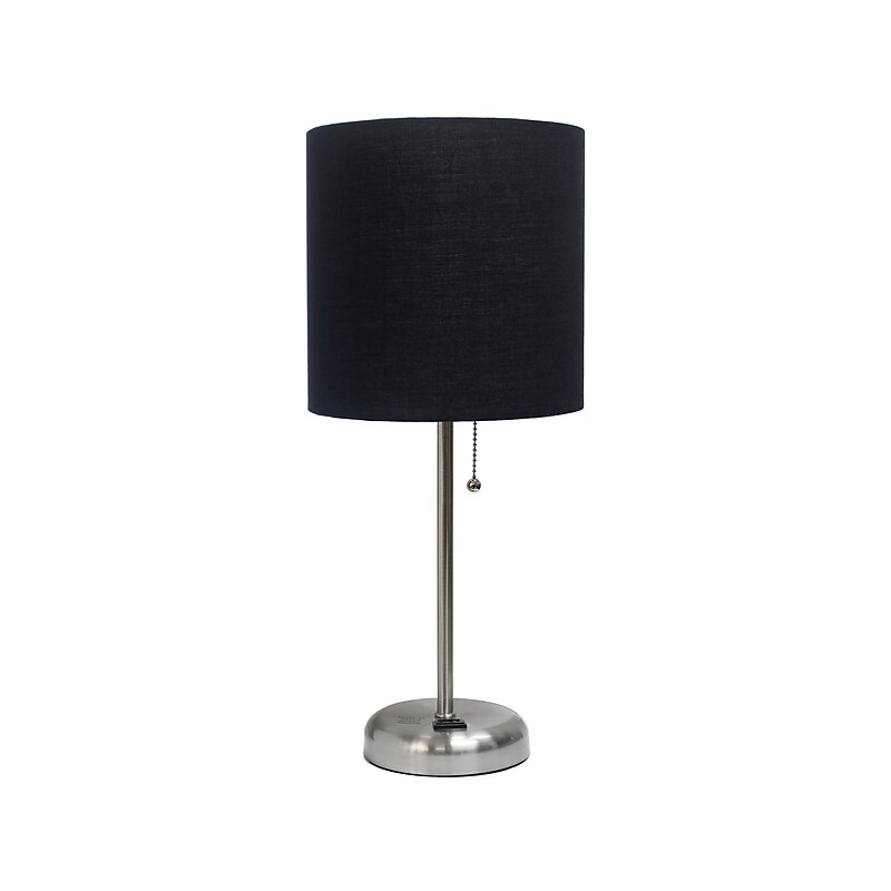 Creekwood Home Oslo Incandescent Table Lamp, Brushed Steel/Blue (CWT-2009-BK) image 1