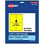 Avery Laser/Inkjet Multipurpose Rectangle Labels, 4.75" x 3.75", Neon Yellow, 160/Pack (94254)~#|#~85398A05-8D43-40B9-B23315675566D944_sc7