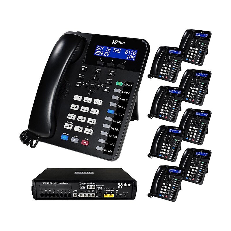 XBLUE X16 Plus 6-Line Corded Conference Telephone System Bundle, Black (X16plus-XD10-4x9) image 1