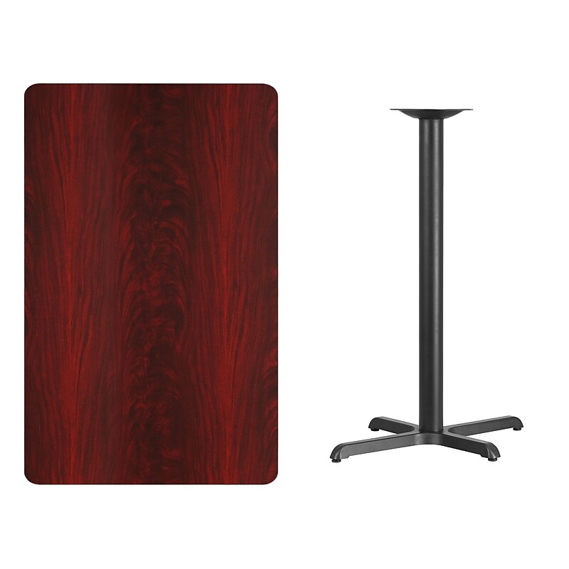 Flash Furniture Laminate Table Top with 22'' x 30'' Bar-Height Table Base, 30" x 48", Mahogany (XUMA3048T2230B) image 1