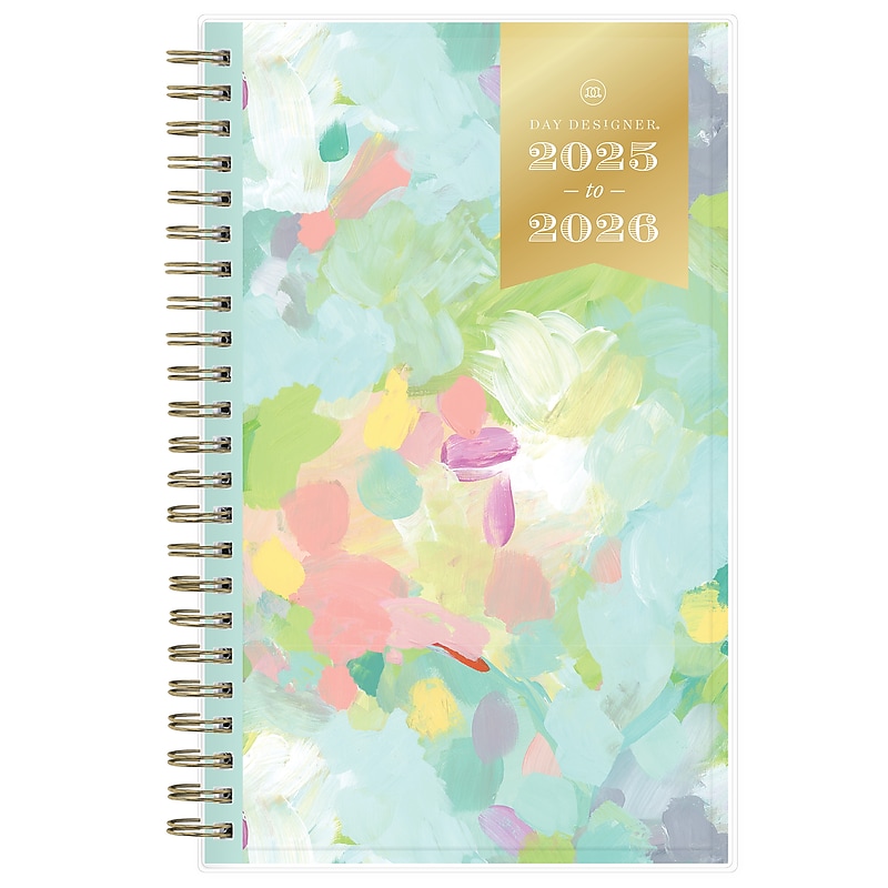 2025-2026 Day Designer for Blue Sky Monet 5" x 8" Academic Year Weekly & Monthly Planner, Plastic Cover (154998) image 1