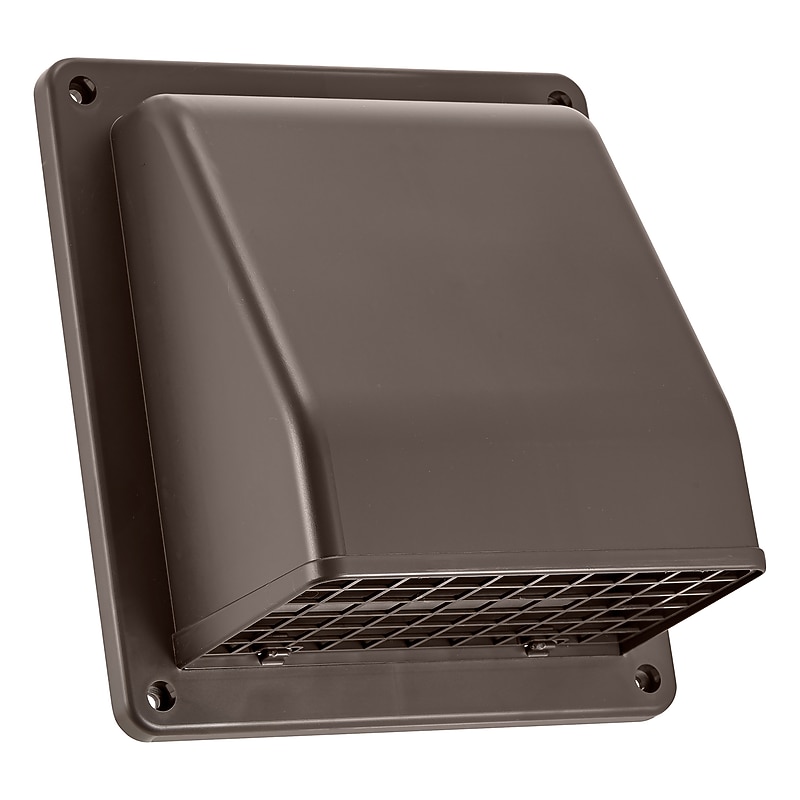 Lambro 6" Plastic Wall Exhaust Vent with Hinged Screen, Removable Damper & 1.25" Collar, Brown (3510B) image 1
