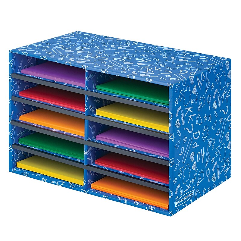 Bankers Box Classroom Collection 10-Compartment Mail Sorters, 19.5" x 12.375", Blue (3384201) image 1