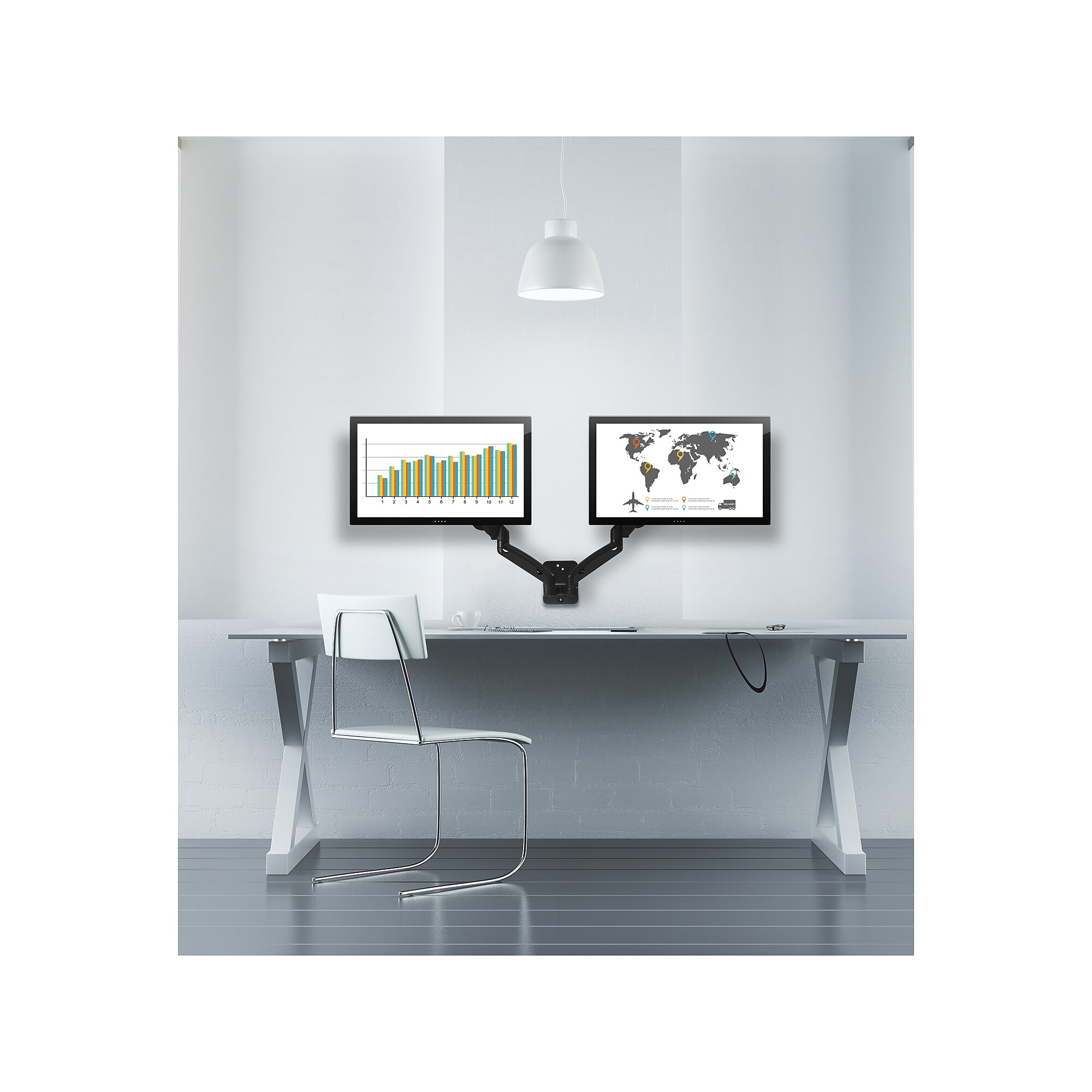 Mount-It! Dual Arm Monitor Wall Mount for 17″ to 27″ Screens, Holds 14.3lbs., Black (MI-766) Sansujyuku sansujyuku.com