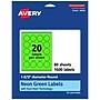 Avery Circle Multipurpose Labels, 1-2/3" Dia., Neon Green, 1600/Box (94508)~#|#~8557C1B0-475B-4C77-A8A5F156918C3F95_sc7