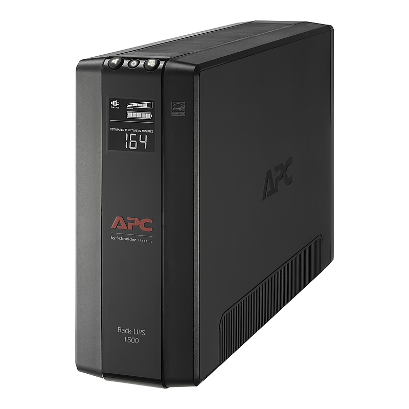 Schneider Electric Back UPS Pro Battery Backup and Surge Protector, Compact Tower, 1500VA, AVR, LCD, 120V, Black (BX1500M) image 1