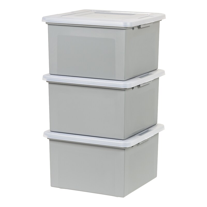 Iris 37.7 Quart Storage Container, Plastic, Gray, 3/Pack (500168) image 1