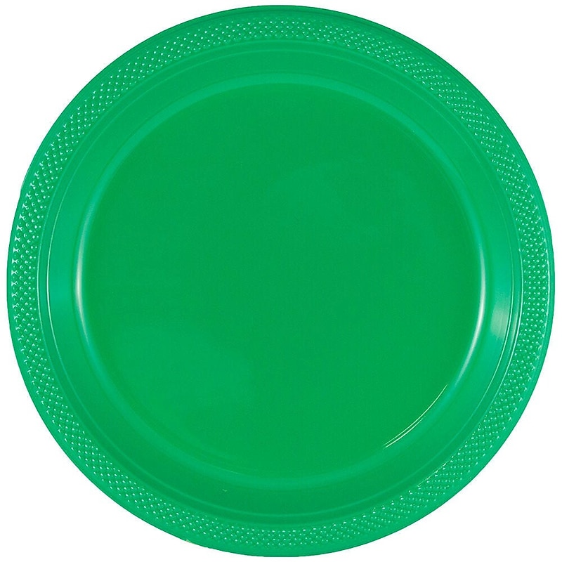 JAM Paper 7" Plastic Plates, Green, 100/Pack (255328195G) image 1