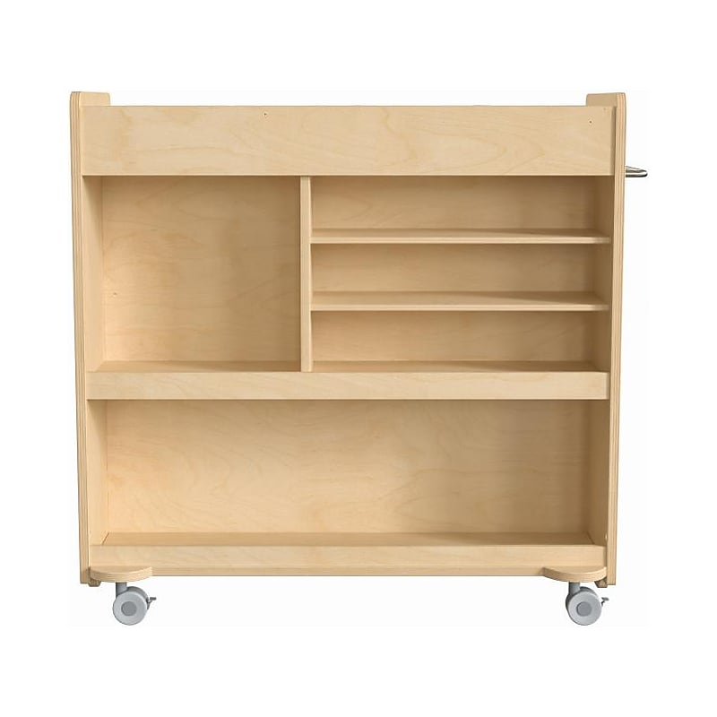 Flash Furniture Bright Beginnings Mobile 9-Section Storage Cart, 31.75"H x 33"W x 15.75"D, Natural Birch Plywood image 1