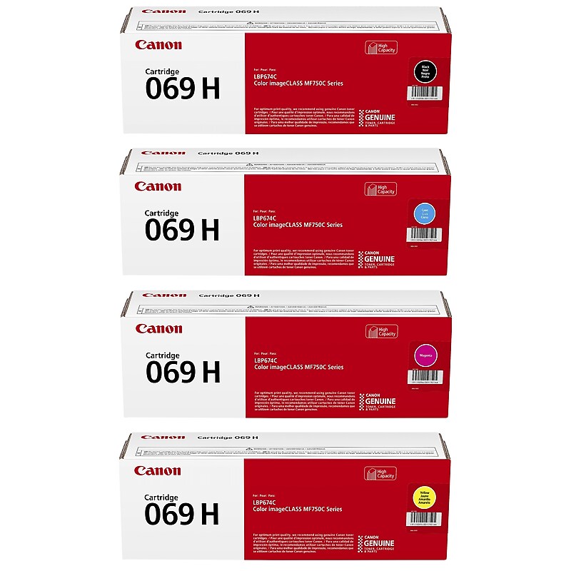 Canon 069 Black/Cyan/Magenta/Yellow High Yield Toner Cartridges, 4/Pack (CRG069HCMYK-STP) image 1