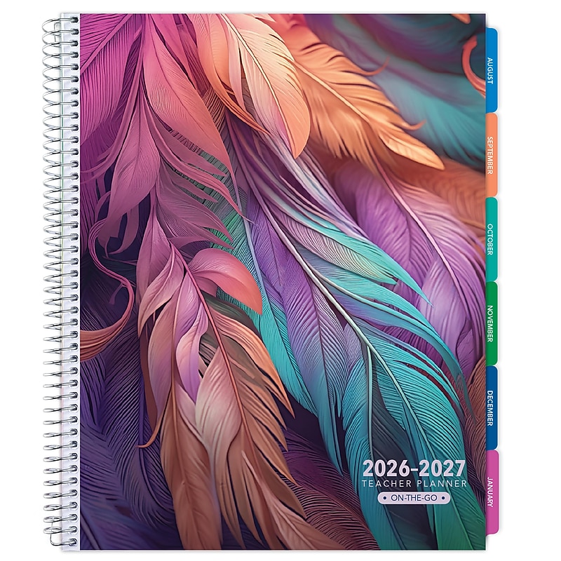 2026-2027 Excello Brands 8.5" x 11" Academic Weekly & Monthly Teacher Planner, Paperboard Cover, Pastel Peacock (TP-AY26-0061) image 1