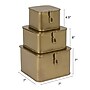 Storied Home Square Decorative Metal Boxes with Hinged Lids, Gold, 3/Pack (DA9978)~#|#~85710786-E2D5-488C-913A9A7FE632B2E6_sc7