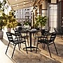 Flash Furniture Lila Indoor-Outdoor Table Set with 4 Slat Back Chairs, 27.5'' Square, Black (THAL28SQ017BK4)~#|#~8571C7BB-4E1C-4059-8C59F06754986C76_sc7