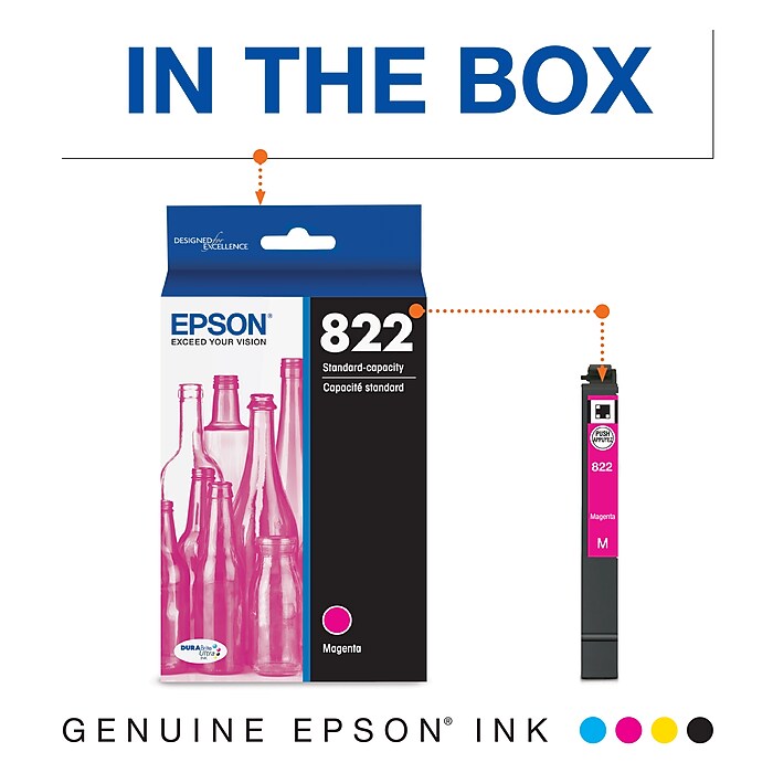 Epson T822 Magenta Standard Yield Ink Cartridge (T822320-S) | Staples