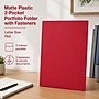 Staples Matte Plastic 2‑Pocket Portfolio Folder with Fasteners, Letter Size, Red~#|#~8583850A-5A16-45B5-87F6E51551AAB20B_sc7