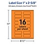 Avery Rectangle Multipurpose Labels, 1" x 2-5/8", Bright Orange, 320/Pack (94201)~#|#~85924C94-5AFB-4C32-A599E68AD7B2E6FB_sc7