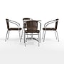 Flash Furniture Lila 23.5" Square Metal Table Set with 4 Rattan Chairs, Dark Brown (TLH24SQ020CHR4)~#|#~85931D50-E747-4746-BDA5BF02FA56A59C_sc7