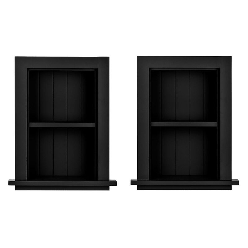 AdirHome 1-Shelf Wood Bathroom Recessed Wall Shelf, 19" x 12.75" x 4.75", Black, 2/Pack (515-01-BLK-2PK) image 1
