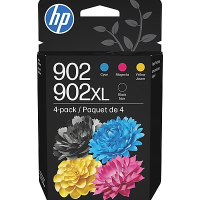HP 902XL/902 Black High Yield and Cyan/Magenta/Yellow Standard Yield Ink Cartridge, 4/Pack (T0A39AN#140) Sansujyuku sansujyuku.com