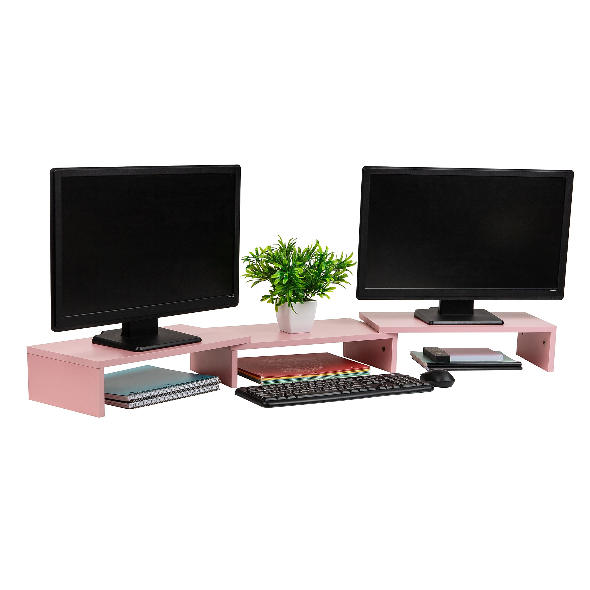 Mind Reader Adjustable Dual Monitor Stand, Up to 44 lbs., Pink (MDFMOND-PNK) Simolary simolary.com