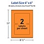 Avery Laser/Inkjet Multipurpose Rectangle Labels, 4" x 6", Bright Orange, 80/Pack (94278)~#|#~85A3DD92-3CFC-4911-8B184011F3FE12B6_sc7
