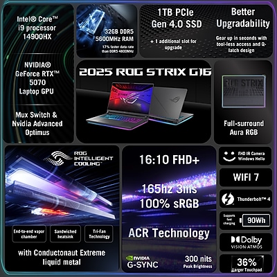 thumbnail image 2 of Aazon.co: ASUS ROG Strix G16 Gaing Laptop • Dedicated GeForce RTX 5070 Ti 12GB GDDR7 • 16 2 of 12