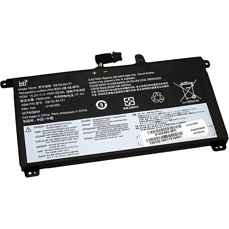 Battery Technology Li-Ion Replacement Battery for Lenovo ThinkPad Laptops, 2100mAh (01AV493-BTI) image 1