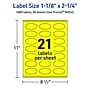 Avery Oval Laser/Inkjet Multipurpose Labels, 1-1/8" x 2-1/4", Neon Yellow (1680/Box)~#|#~85AC35D4-F113-46A8-988229C84C2BEF88_sc7