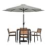 Flash Furniture Lark Outdoor Patio Table Set, Gray Umbrella, 7 Piece Set (XU8104UB19BGY)~#|#~85ACE581-09AF-4424-8CD1617C4E44EECC_sc7